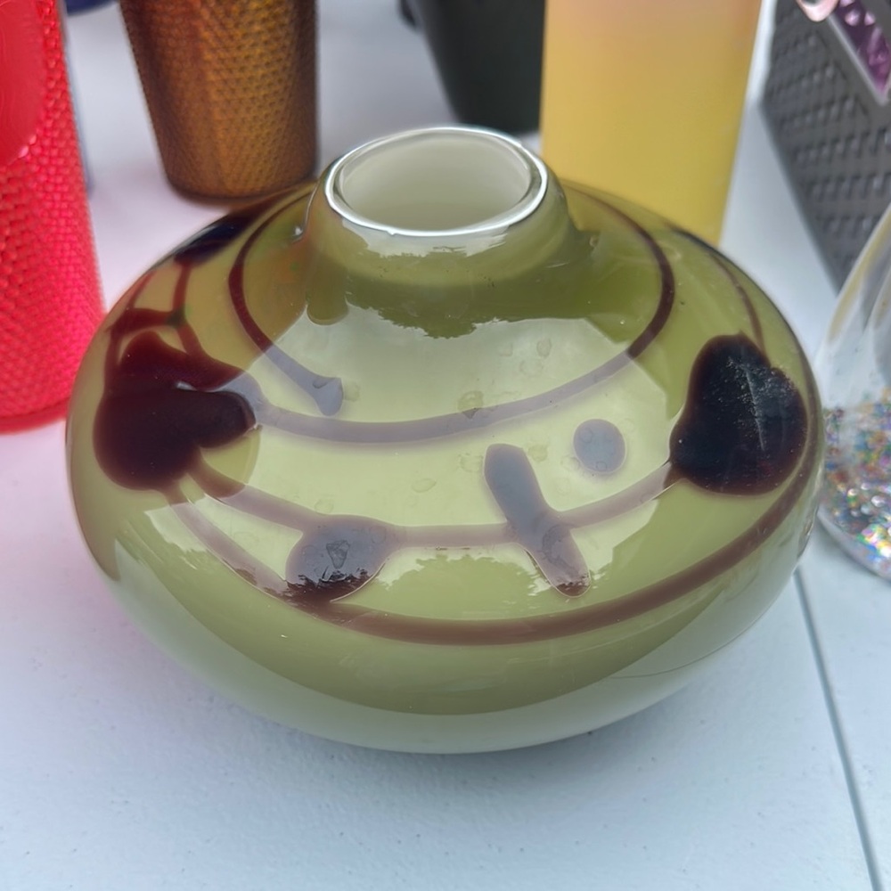 The Bombay Company Inc. Green and Brown Glass Vase